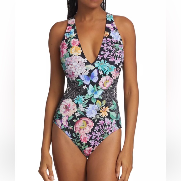 NWT Johnny Was One-Piece Racerback Floral Swimsuit - Picture 6 of 10